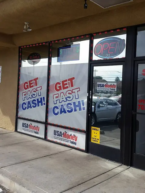 USA Money Today Title Loans East Las Vegas location exterior front store pictures