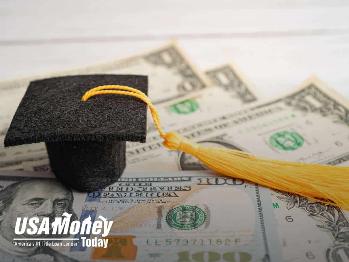 Student Loan Repayment Plan concept with graduation cap and money