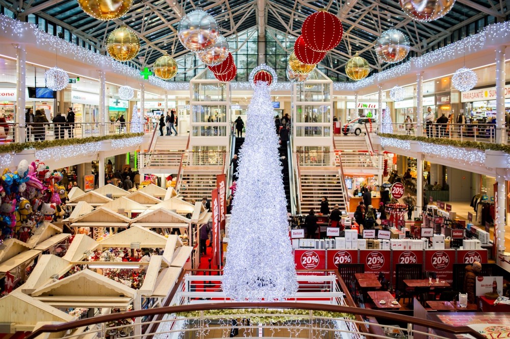 shopping mall during the Christmas season
