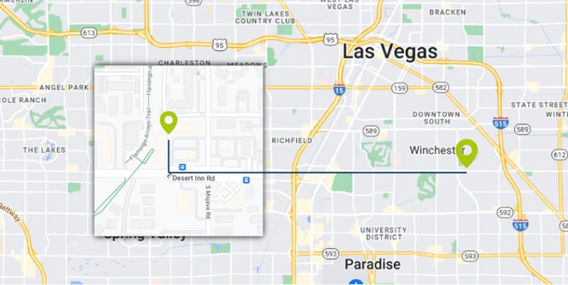 Map Showing Our Title Loan Office In Henderson, NV